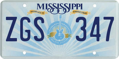 MS license plate ZGS347