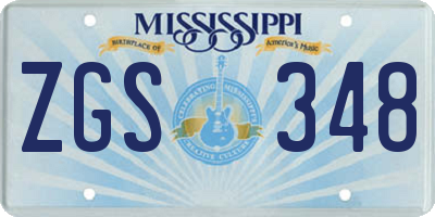 MS license plate ZGS348