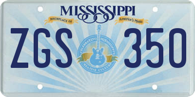 MS license plate ZGS350
