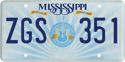 MS license plate ZGS351