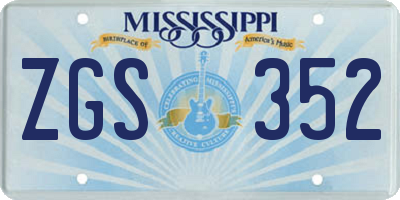 MS license plate ZGS352