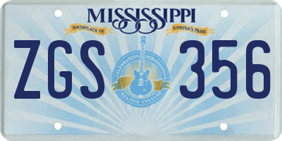 MS license plate ZGS356