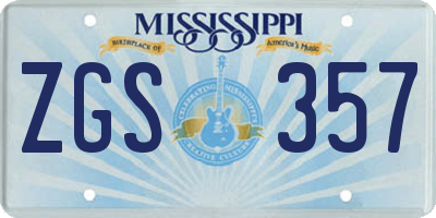 MS license plate ZGS357