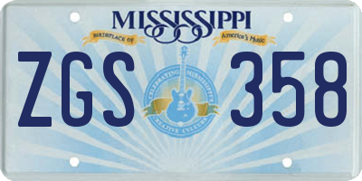MS license plate ZGS358