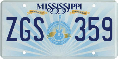 MS license plate ZGS359