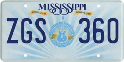 MS license plate ZGS360