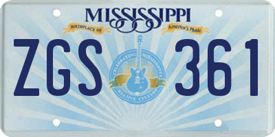 MS license plate ZGS361