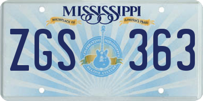 MS license plate ZGS363