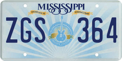 MS license plate ZGS364