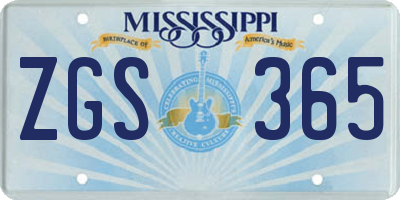 MS license plate ZGS365