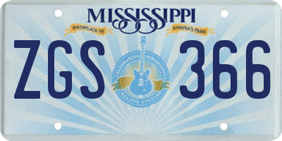MS license plate ZGS366