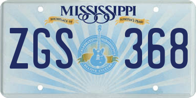 MS license plate ZGS368