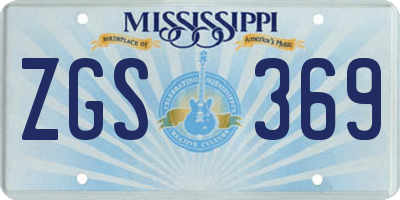 MS license plate ZGS369