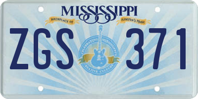 MS license plate ZGS371