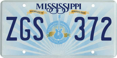 MS license plate ZGS372