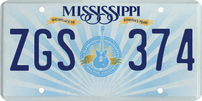 MS license plate ZGS374