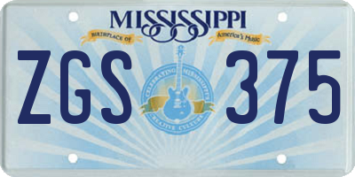 MS license plate ZGS375