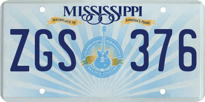 MS license plate ZGS376