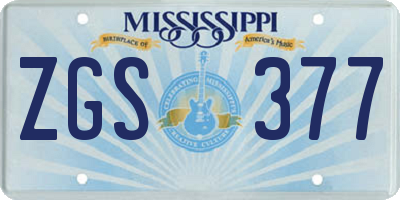 MS license plate ZGS377