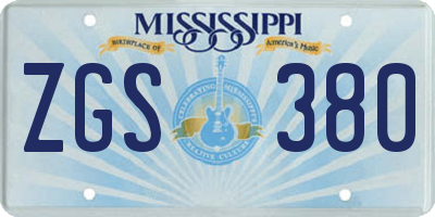 MS license plate ZGS380