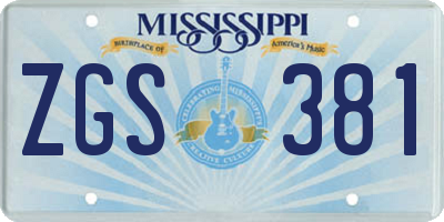 MS license plate ZGS381