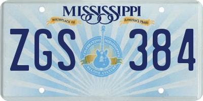MS license plate ZGS384