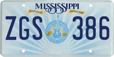 MS license plate ZGS386