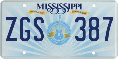 MS license plate ZGS387