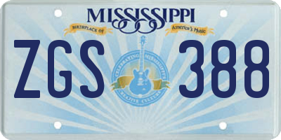 MS license plate ZGS388