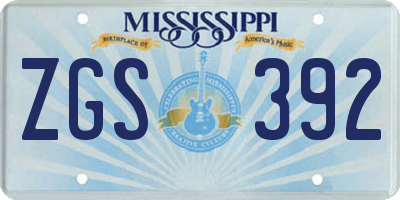 MS license plate ZGS392