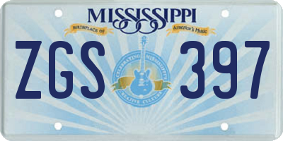 MS license plate ZGS397