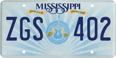 MS license plate ZGS402