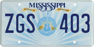 MS license plate ZGS403