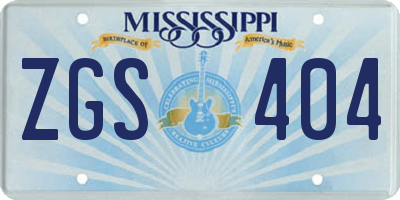 MS license plate ZGS404