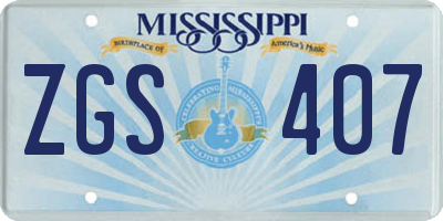 MS license plate ZGS407
