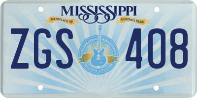 MS license plate ZGS408