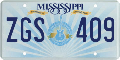 MS license plate ZGS409