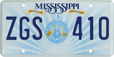 MS license plate ZGS410