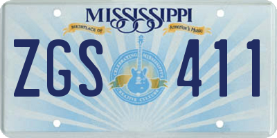 MS license plate ZGS411