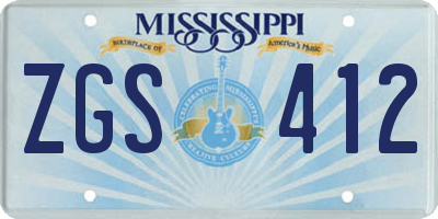 MS license plate ZGS412