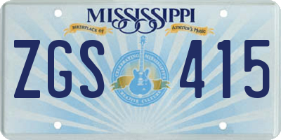 MS license plate ZGS415