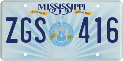 MS license plate ZGS416