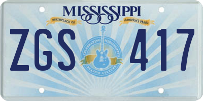 MS license plate ZGS417