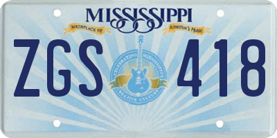 MS license plate ZGS418