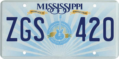 MS license plate ZGS420
