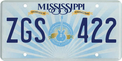 MS license plate ZGS422