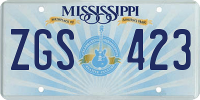 MS license plate ZGS423