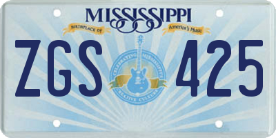 MS license plate ZGS425