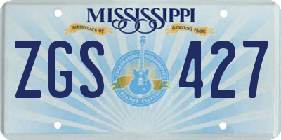 MS license plate ZGS427