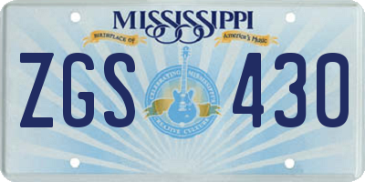 MS license plate ZGS430
